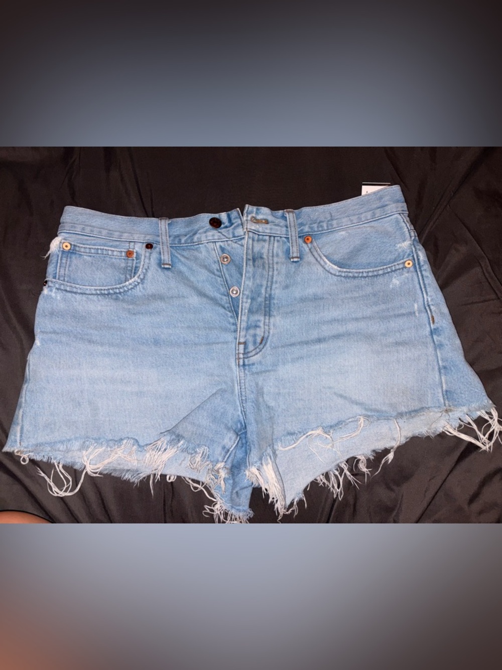Madewell Light Blue Frayed Denim Cutoff Shorts